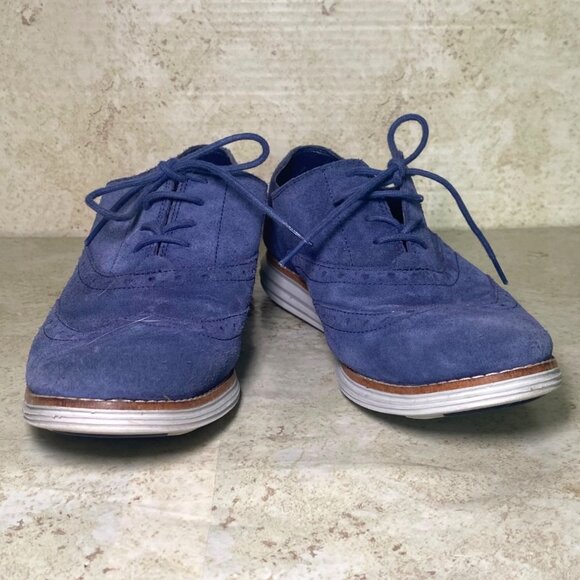 Cole Haan Shoes - Cole Haan Blue Suede Lace-Up Oxford Shoes 9B Preppy Casual Comfort